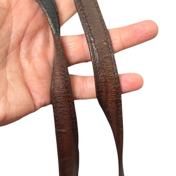 Vintage Brighton Brown & Black Embossed Leather Shoulder Bag With Heart Charm - Picture 10 of 10